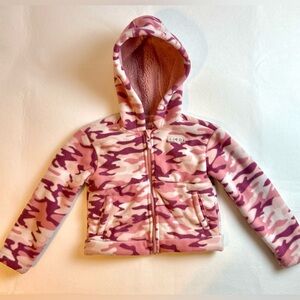 Children’s BCBG Pink Camo Hooded Fleece Full Zip Lightweight Jacket Sz 6